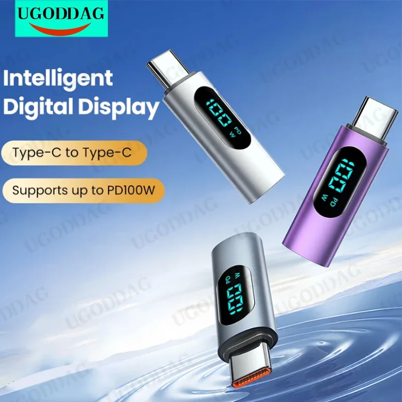 Адаптер PD100W для быстрой зарядки Type C OTG адаптер с цифровым дисплеем типа папа на