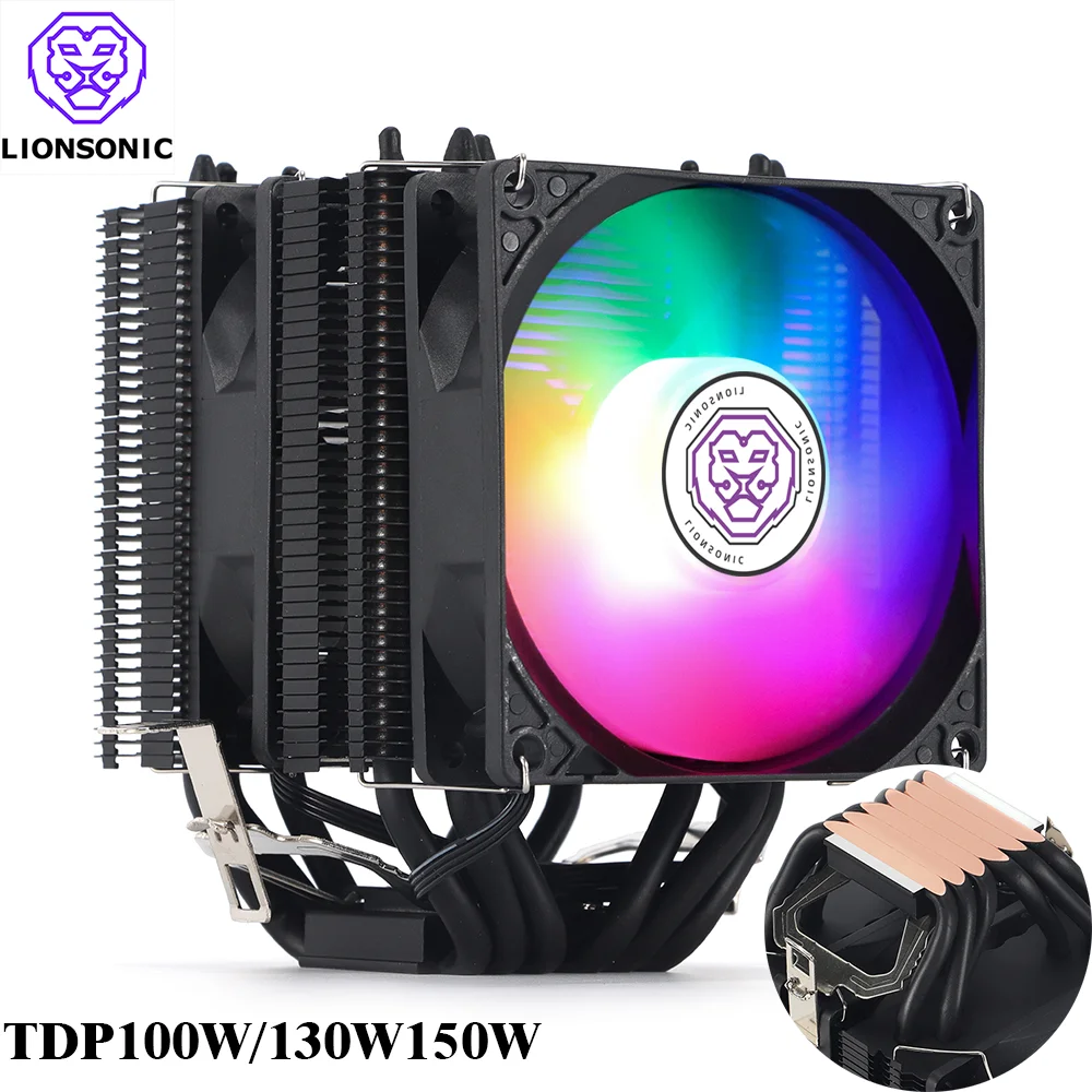 6 Heat Pipes CPU Cooler 4 Pin PWM RGB PC Quiet Intel LGA 1700 2011