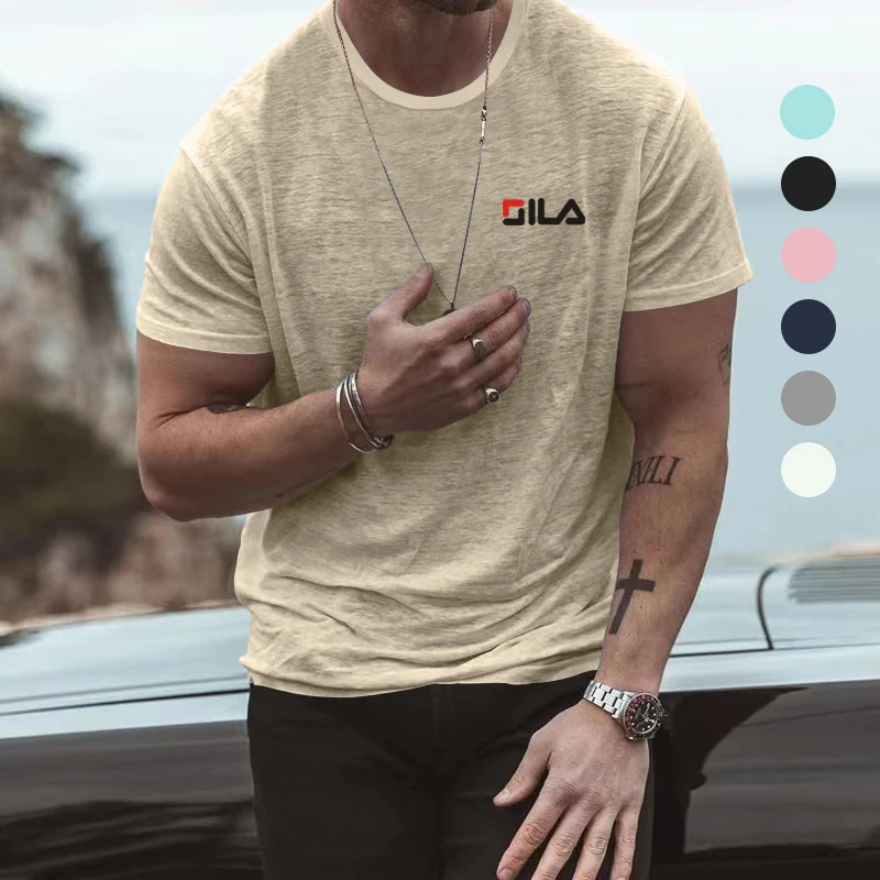 

High quality summer solid color round neck T-shirt for men's casual quick drying and breathability