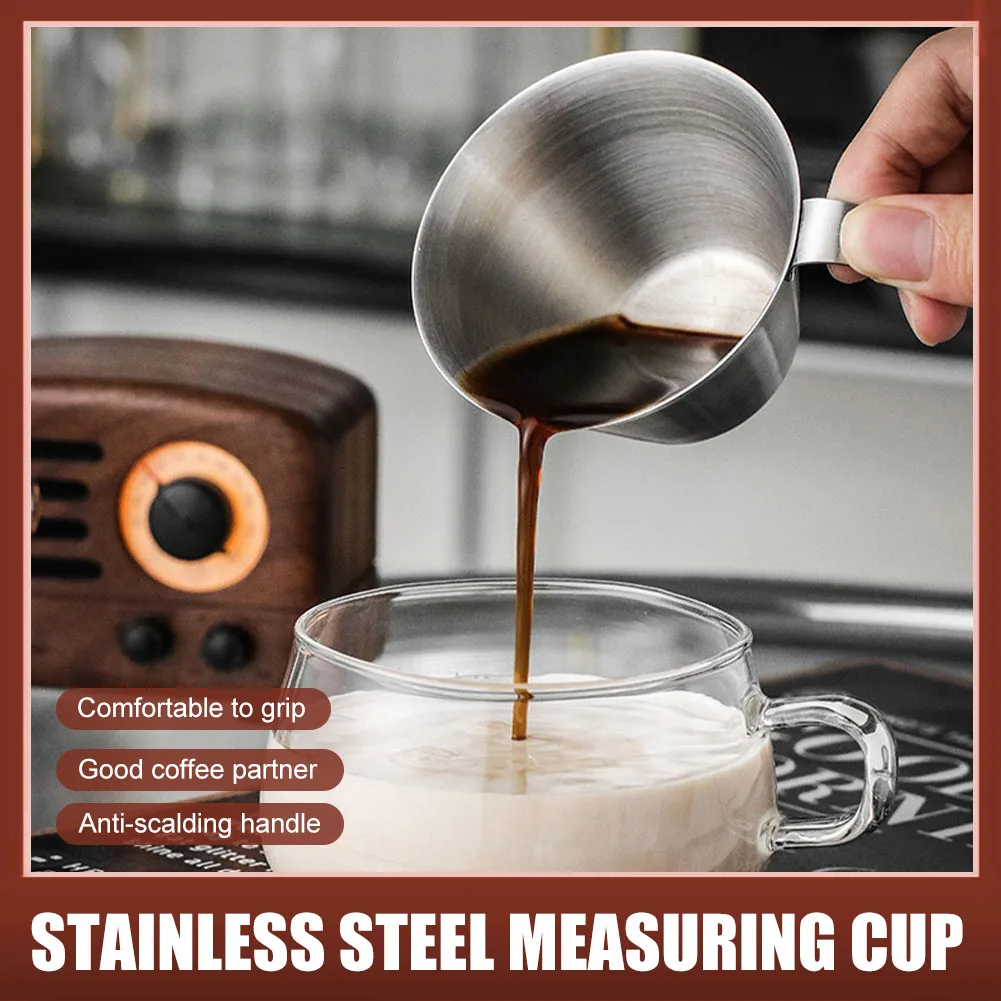 

100ml Espresso Measuring Cup Stainless Steel Handle Espresso Measuring Tools With Scale Small Coffee Milk Pitcher For Home