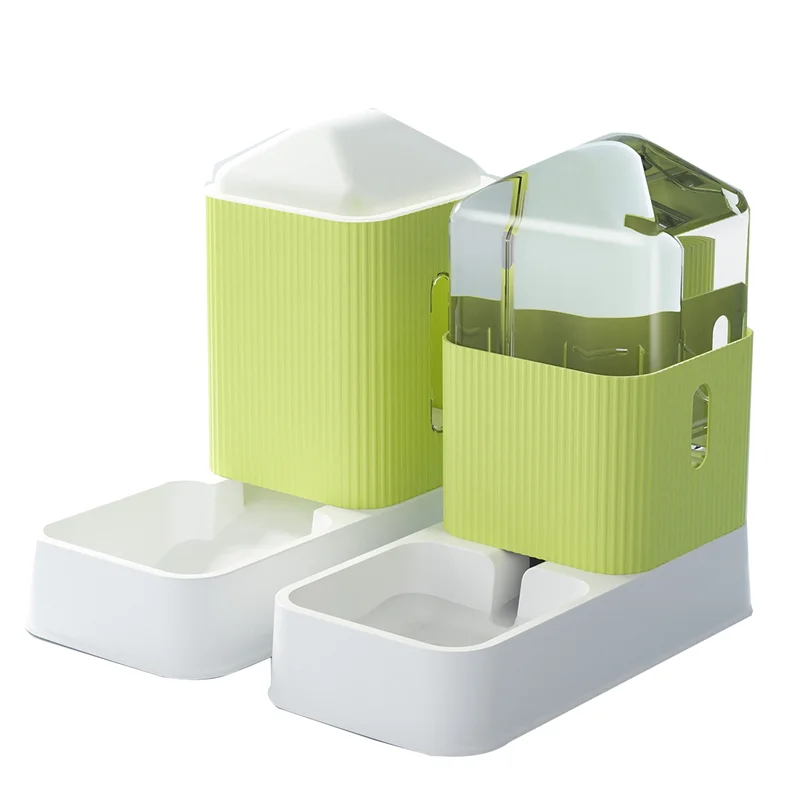 

Cat Feeders and Cat Water Dispenser Set 2 Packs Automatic Cat Feeders Dog Feeders Gravity Feeders for Pets Green