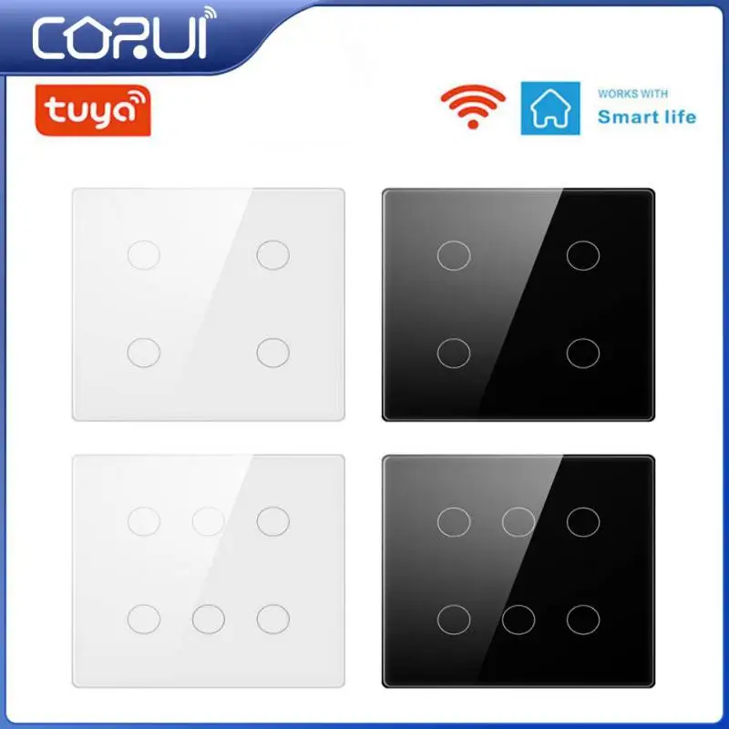 

Смарт-панель переключателя CORUI 4/6 Gang Tuya WiFi AC 110-220V стандарт Бразилии сенсорный экран панель переключатель работает с Alexa Google Home