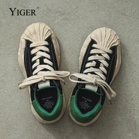 yiger mens casual shoes fashion shell shaped toe dissolving shoes mens korean style sneakers 2022 new japan casual shoes