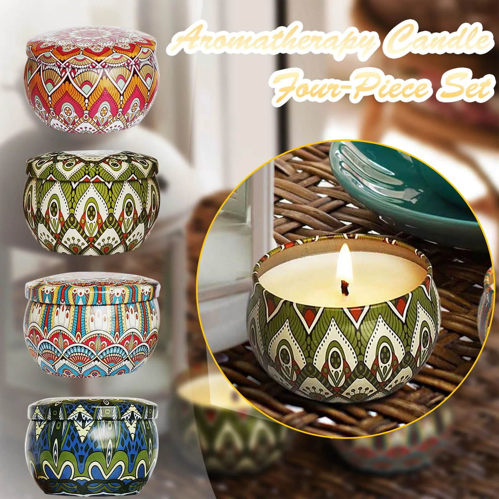 Gift And Scented Scented Candle Soy Candles 4 Tin Natural Set Wax Outdoor Candle Holder