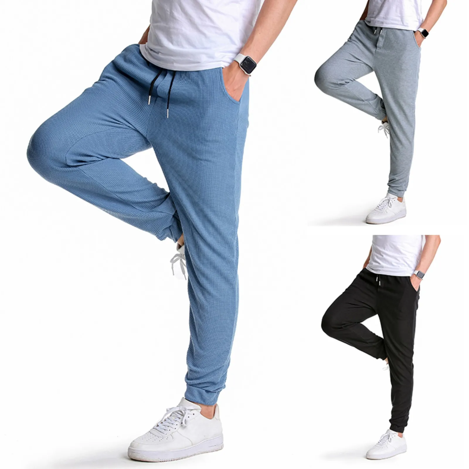 

Men'S Pants Breathable Soild Color Sports Binding Foot Tether Long Pants With Pockets Pantalones Hombres Clothings Streetwear Pa