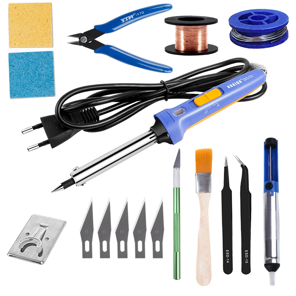 

Dual Power 60W Digital Electric Soldering Iron Kit Set Temperature Adjustable 220V For Welding Tool Ceramic Heater Tips Rework