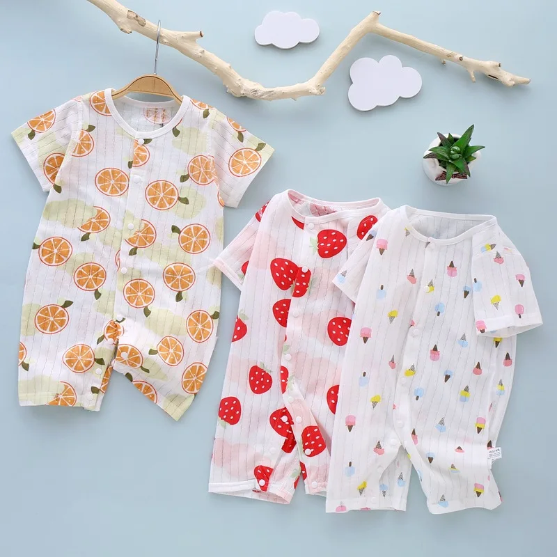 Bodysuit for Newborns New Baby Jumpsuit Newborn Summer Cartoon Baby Crawling Clothes Cotton Clothes Short-sleeved Thin Clothes