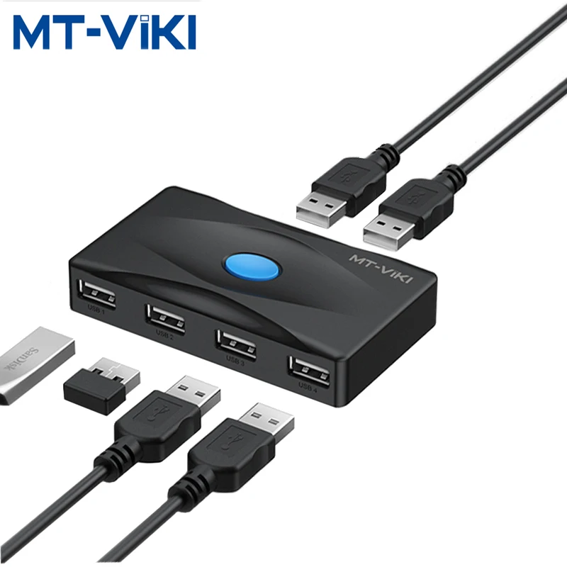 

MT-VIKI USB Switch 2 in 4 out For Laptop Sharing Keyboard Mouse U disk Printer Sharer Converter Splitter With Cable MT-SW224