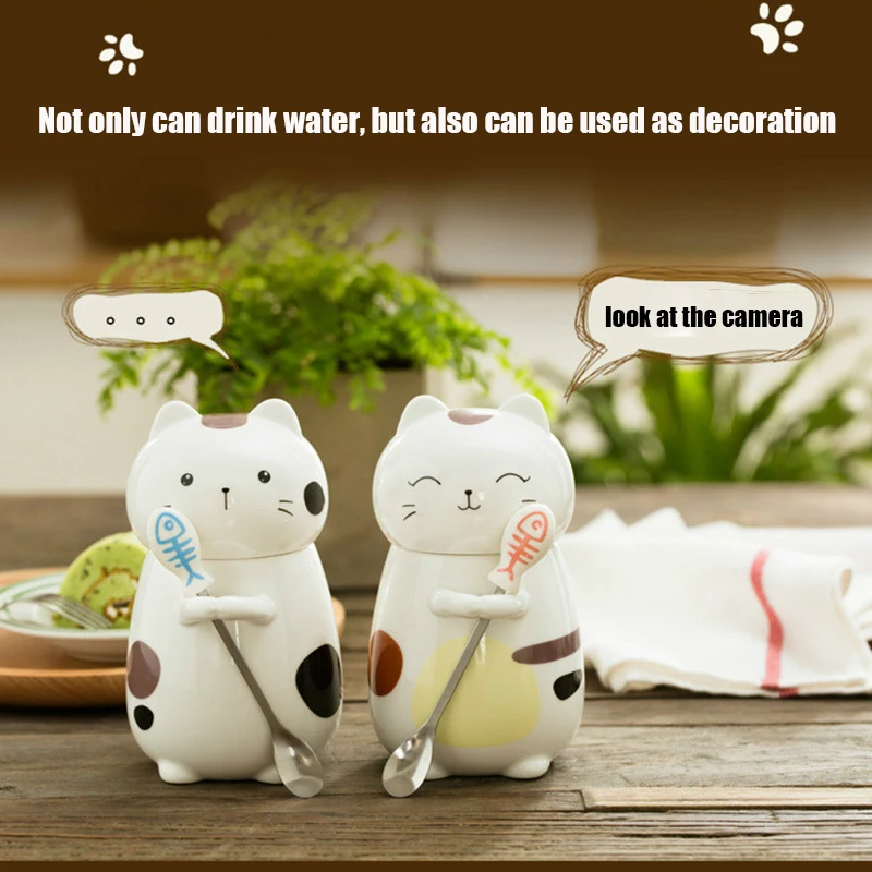 

Очень милая трехмерная Милая керамическая чашка для воды с изображением животного кота креативная кружка большой емкости с крышкой кофейн...