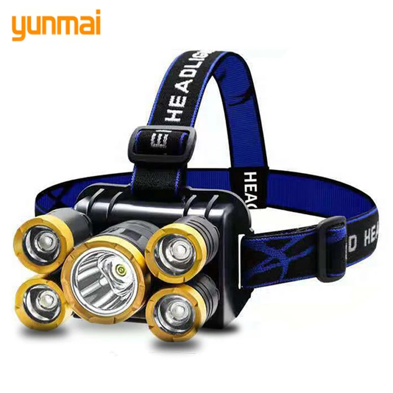 

Super Bright Waterproof Camping Head Flashlight Lamp 5 Led Headlamp Built in Battery USB Rechargeable Zoomable