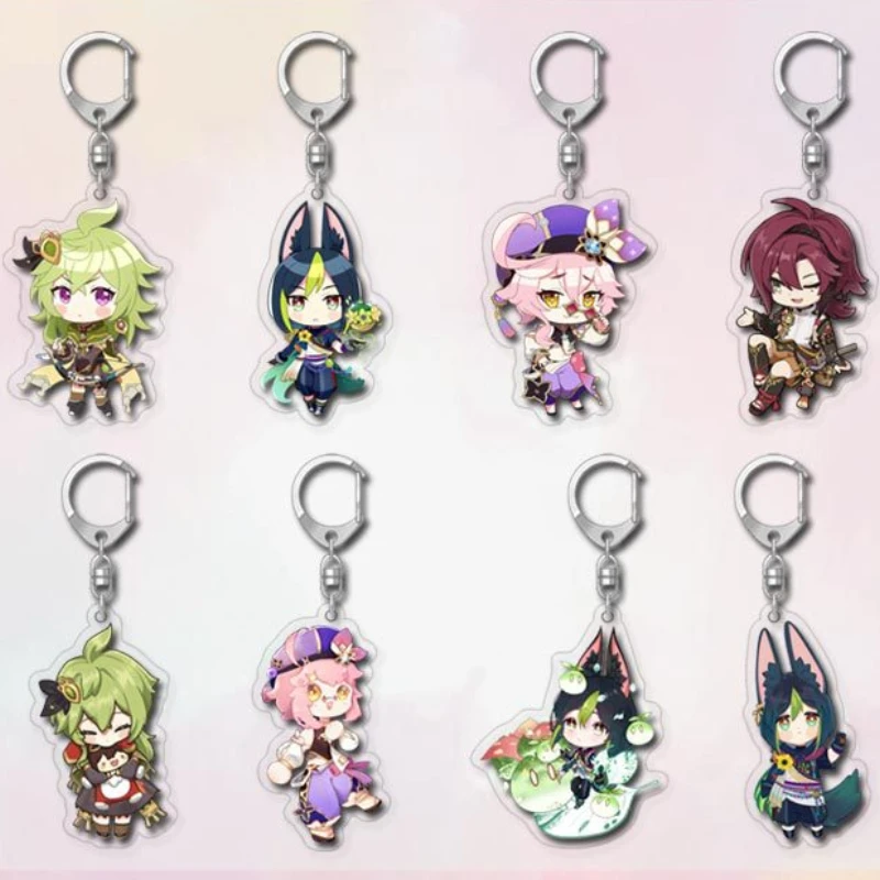 

New Game Anime Genshin Impact Dori Collei Tighnari Shikanoin Heizou Xiao Keychain Accessories Key Chain Pendant Cartoon Badge