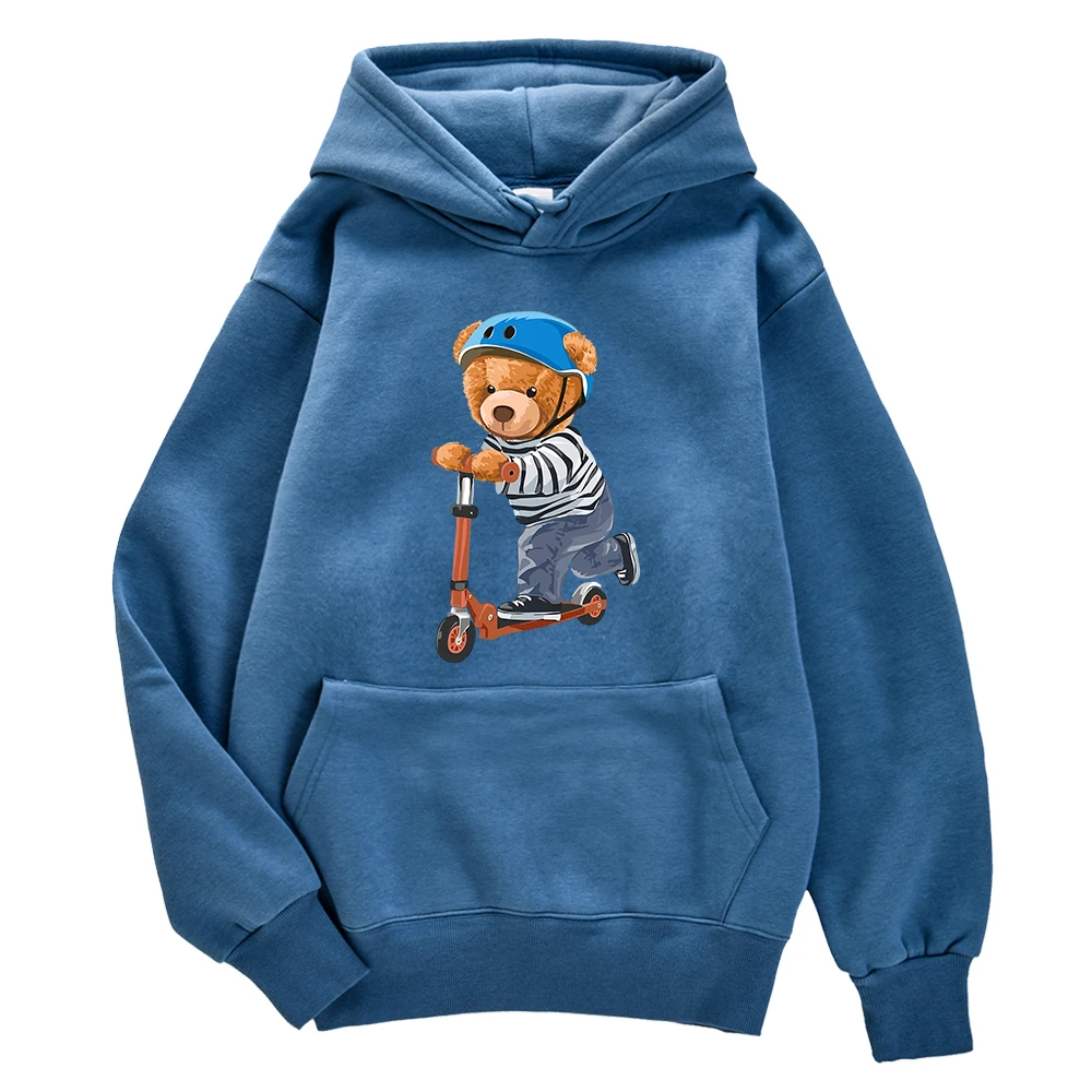 

Толстовка мужская с принтом в виде маленького мишки тедди, свободная одежда в стиле хип-хоп, теплая плотная худи, мягкая кофта для пар, для игр с сбалансированным автомобилем