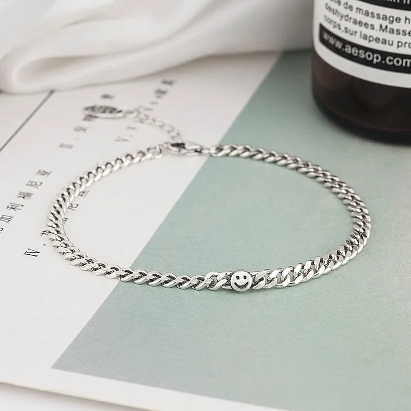 

925 Sterling Silver Bracelet for Women, Vintage Style with Smiling Horsewhip Pendant, Simple and Elegant Design for Students