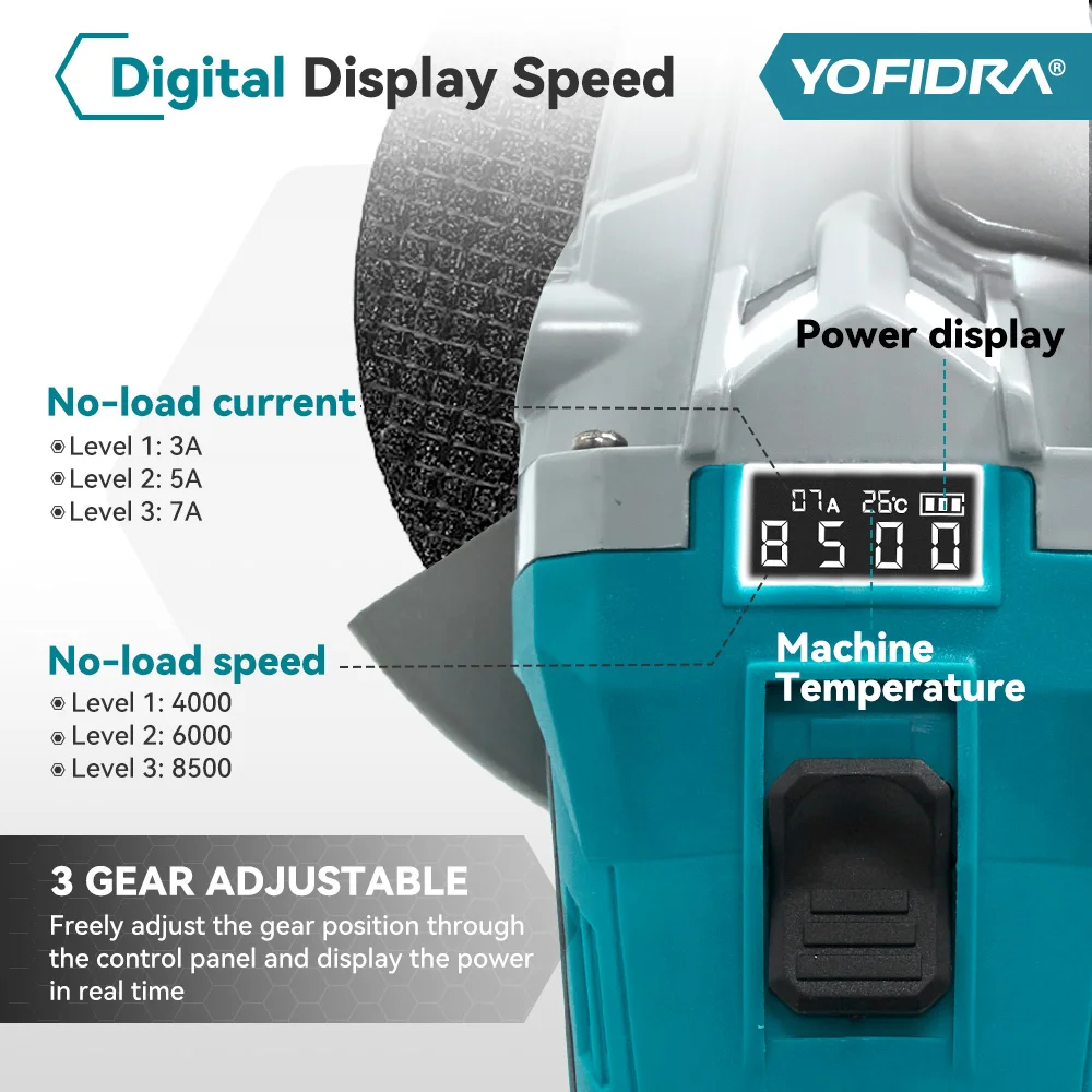 Беспроводная электрическая угловая шлифовальная машина YOFIDRA 125 мм