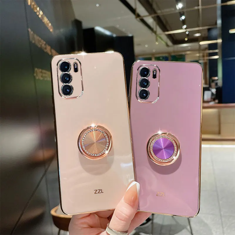 

Luxury Holder Phone Case For OPPO A54S Cover Silicone Soft Plating Funda for OPPO A54S A54 5G 4G Coque Case A54 A 54S A16 A16S