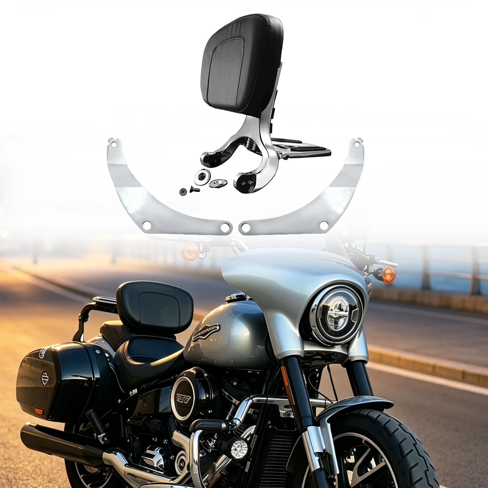 Фото Съемная спинка-сиссибар для пассажира для мотоциклов Harley 2018-2026 Low Rider ST FXLRST Sport Glide FLSB FXLR, спинка для водителя №1