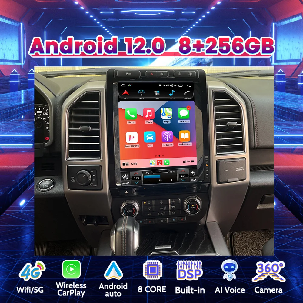 

Автомобильный радиоприемник 12,1 дюйма для Ford F150 F250 SYNC SYNC3 2015-2021 Android 8 + 256 ГБ мультимедийный плеер автозапись стерео приемник