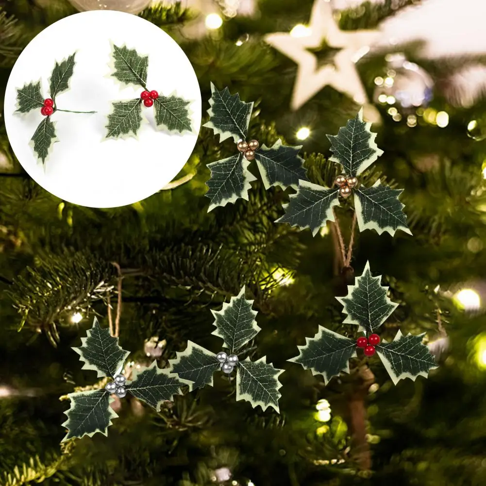 10Pcs Simulation Leaf  Vivid   Imitation Leaf Xmas Style Handcrafts Tools Faux Foliage