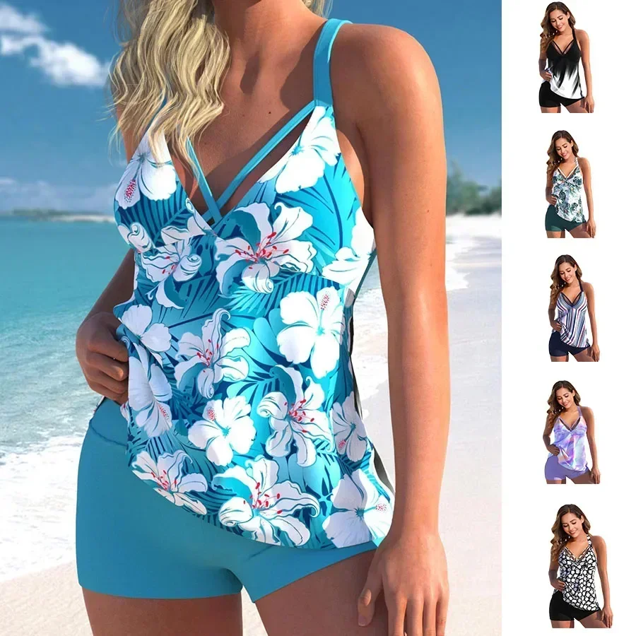 Популярные высококачественные женские летние купальники Танкини с принтом