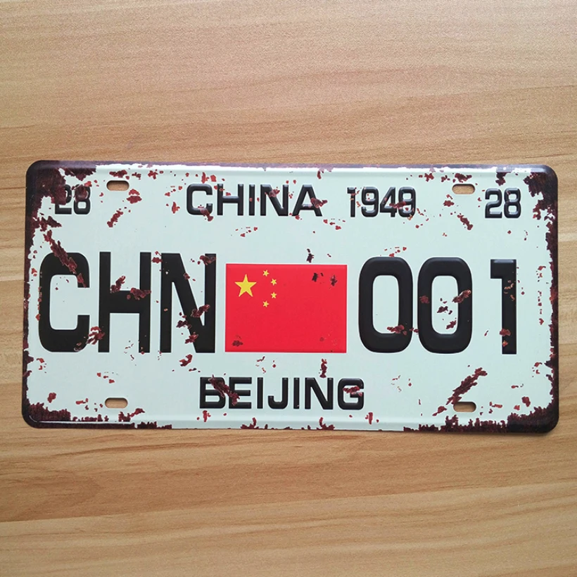 

Retro license Car plates CHINA CHN-001 BEIJING " vintage metal tin signs garage painting plaque Sticker 15x30cm