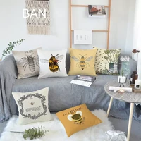 bee pattern cushion cover cotton linen pillow cover home decor decorative pillows for sofa nordic home decor pillow cover