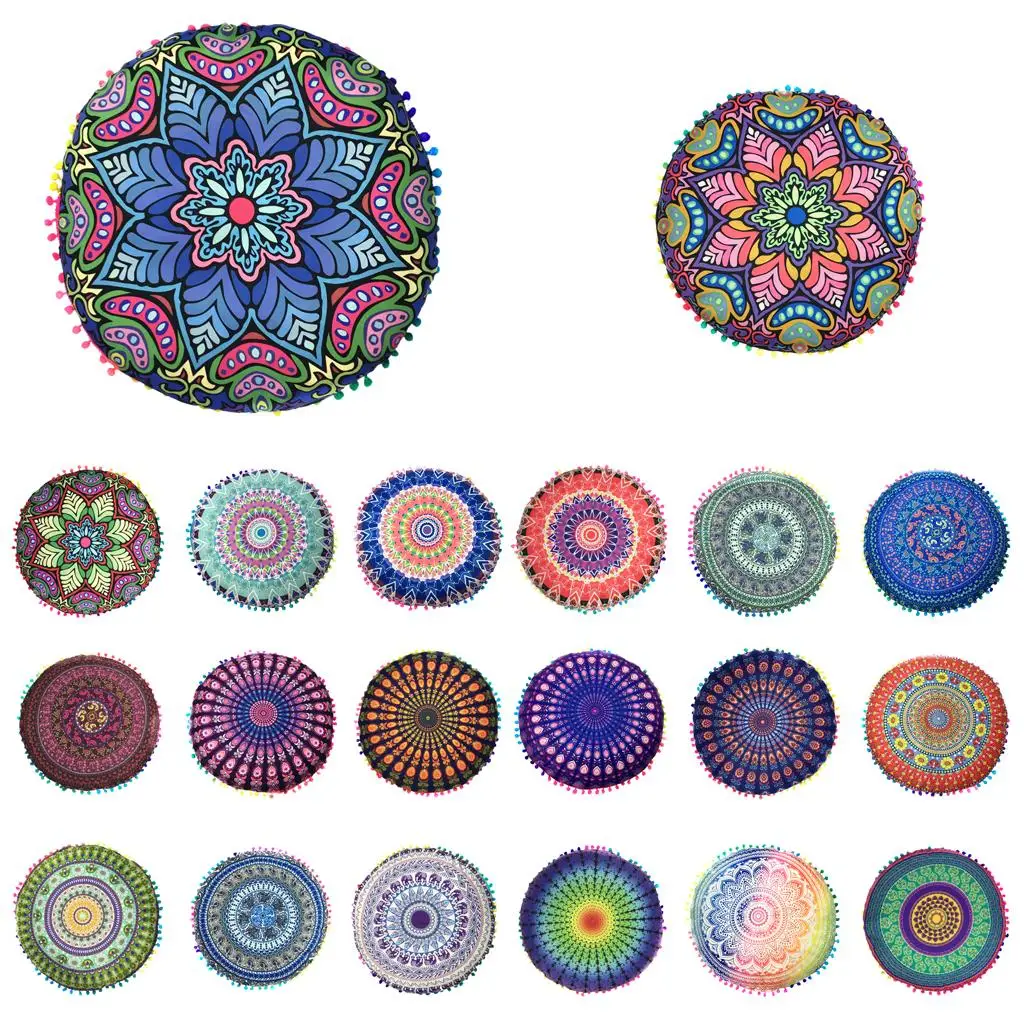 

3xRound Throw Pillow Case Car Bed Cushion Cover Decor Green Totems