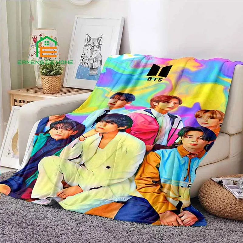 

Kpop Bangtan Star Flannel Throw Blanket Warm Blanket for Home, Picnic, Travel, Plane, Office and Applies to Adults, Kids