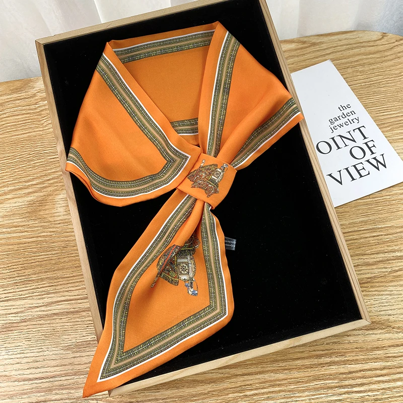 Дизайн шарфа с принтом лошади корейского стиля из шелка для женщин.