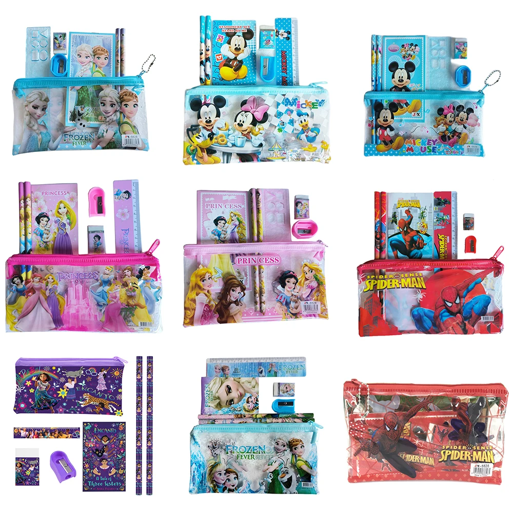 Disney Estuche de Lápices para Niños y Niñas, Conjunto de Material Escolar, Papelería, Dibujos Animados, Todos los Estilos