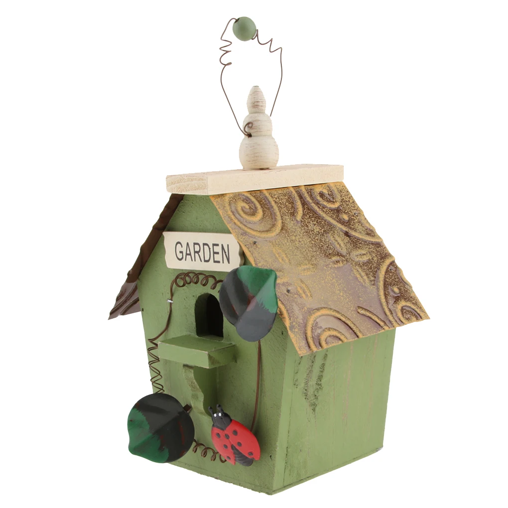 Wood Birdhouse Hanging Nest Yard Backyard Park Farmhouse Branch Tree Fence Vice Patio Balcony House Decoration Cage