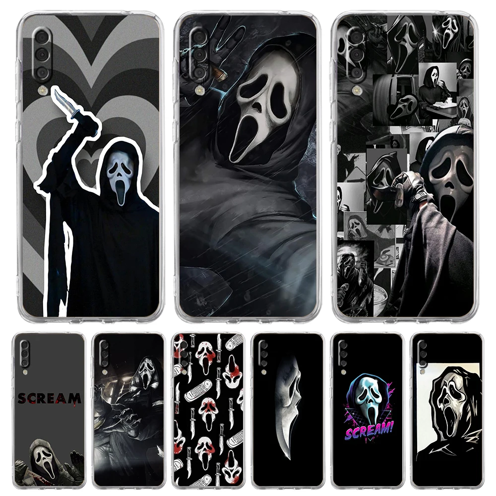 

Ghostface Scream Horror Art Transparent Phone Case for Samsung Galaxy A12 A02 A03S A50 A70 A10 A10S A20 A30 A40 Luxury TPU Cover