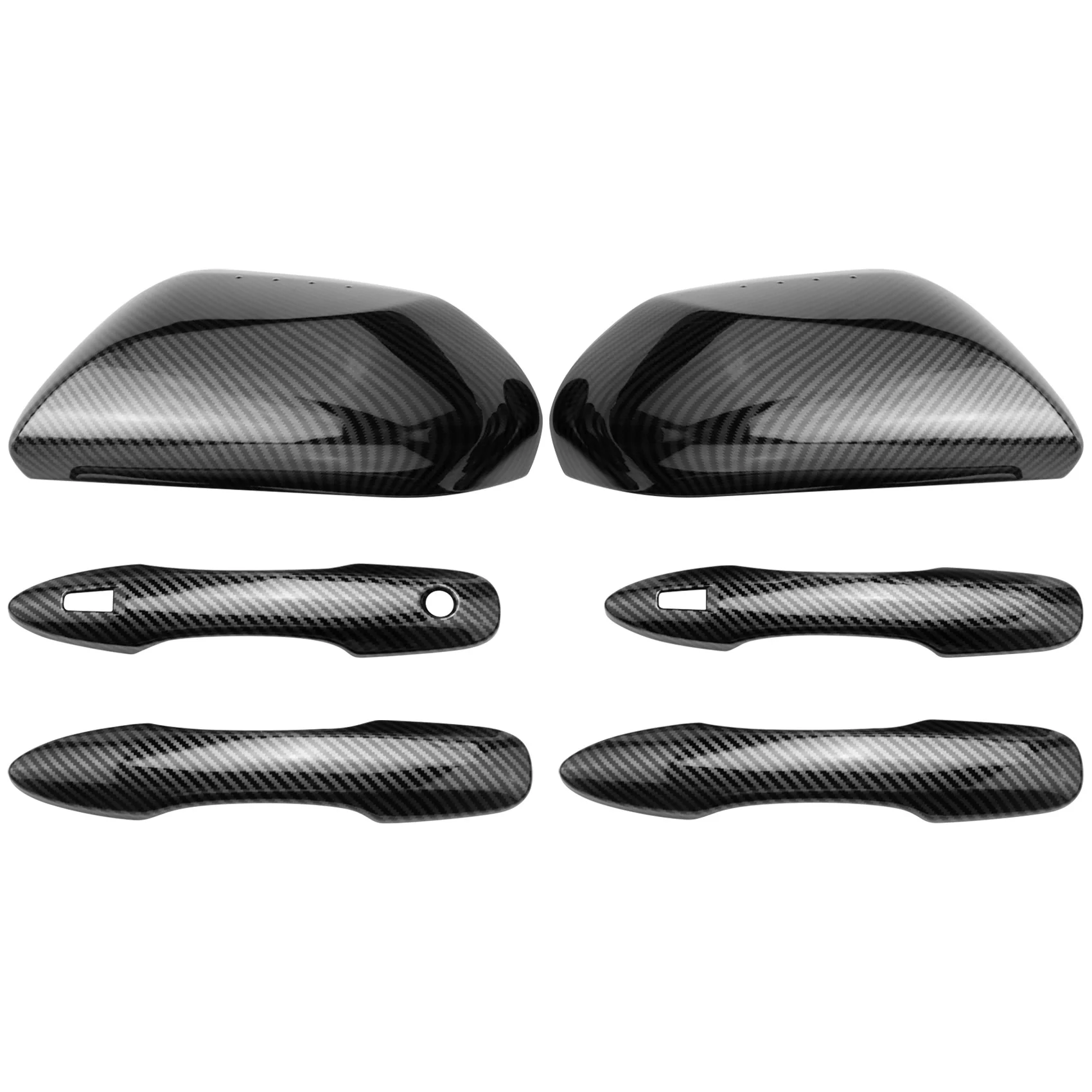 

Carbon Fiber Side Door Rearview Mirror Cover Cap + Door Handle Cover for Toyota Camry