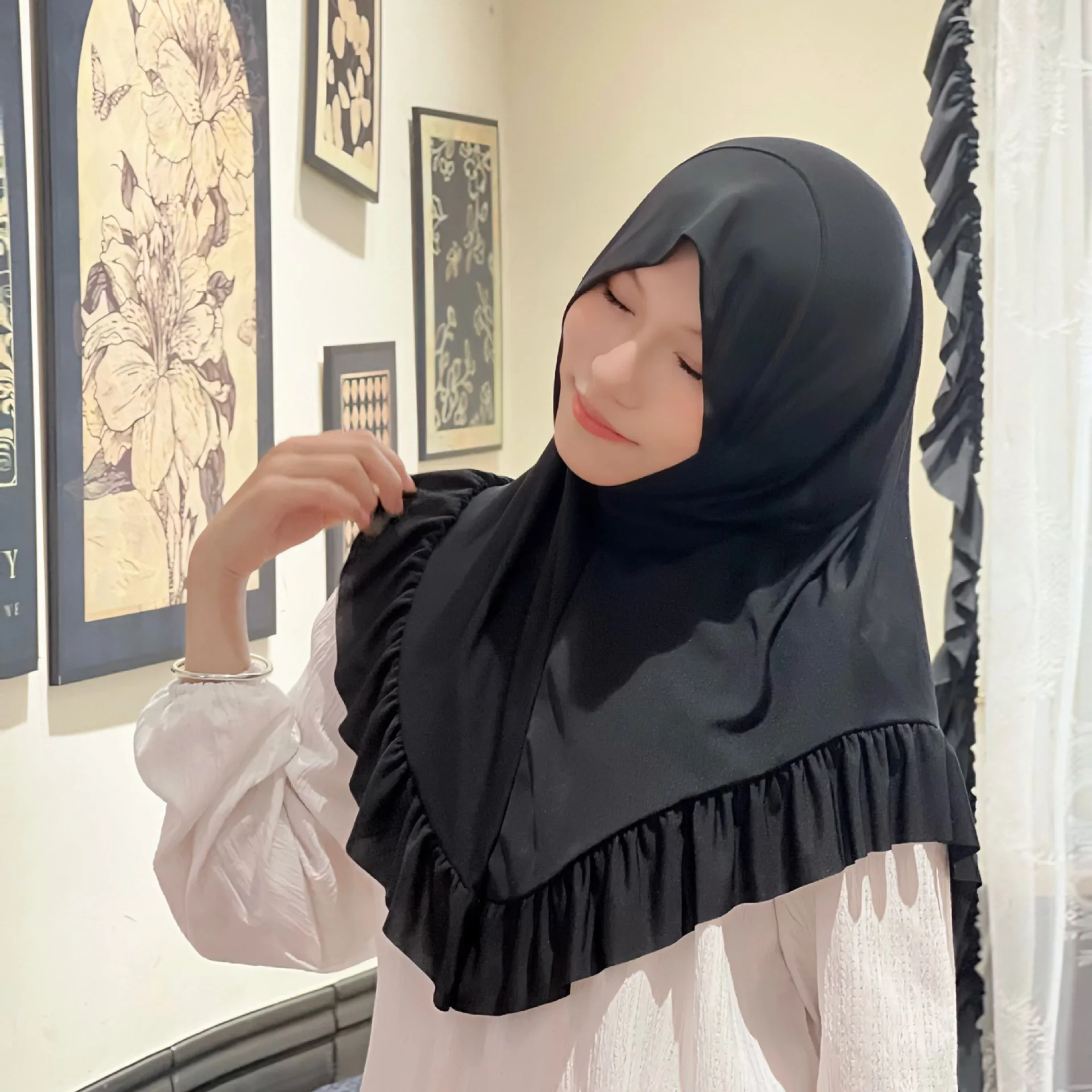 Новый мусульманский женский хиджаб с оборками Амира цельный молитвенный платок