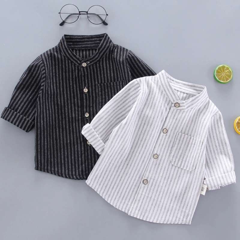 

Рубашка с длинными рукавами для мальчиков, рубашка в клетку с отложным воротником для малышей, симпатичная детская одежда, Новинка для весн...