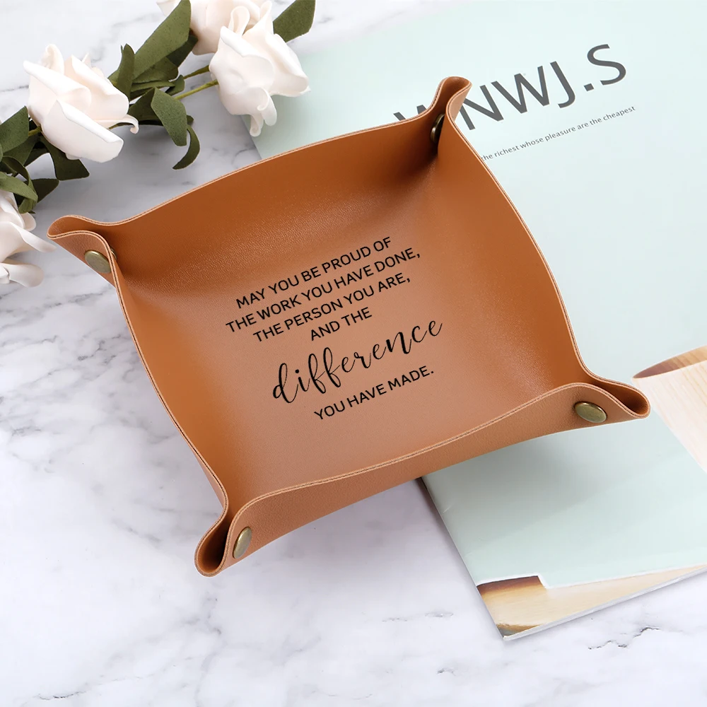 

Personalized Leather Tray Thank You Gift for Colleague Coworker Empty Tray Gift May You Be Proud of The Work You Do Desk Storage