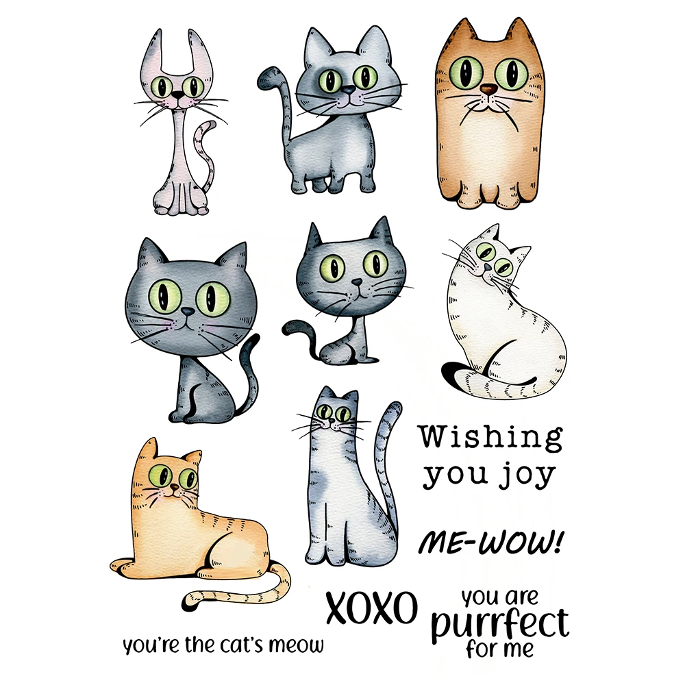 

YIXUAN Cute Big Eyes Cats DIY Cutting Dies Clear Stamp Scrapbooking Metal Cut Dies Stamp For Cards Making Stecil Decor Crafts