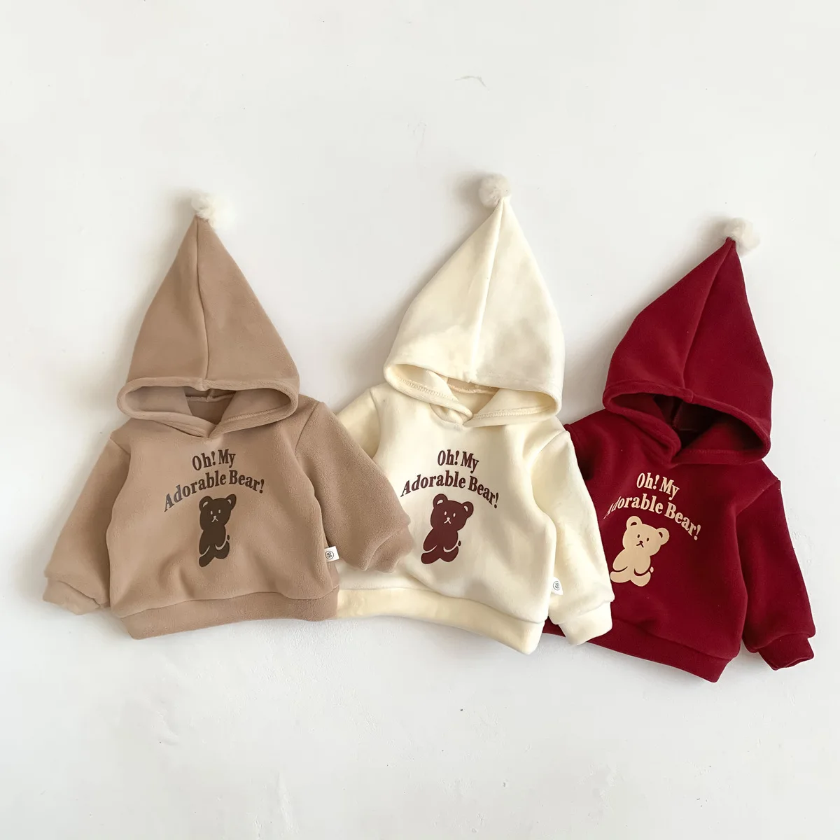 

2022 рождественские Модные толстовки для девочек Теплый свитшот с капюшоном с медведем для младенцев мальчиков флисовые буквы хлопковые бут...