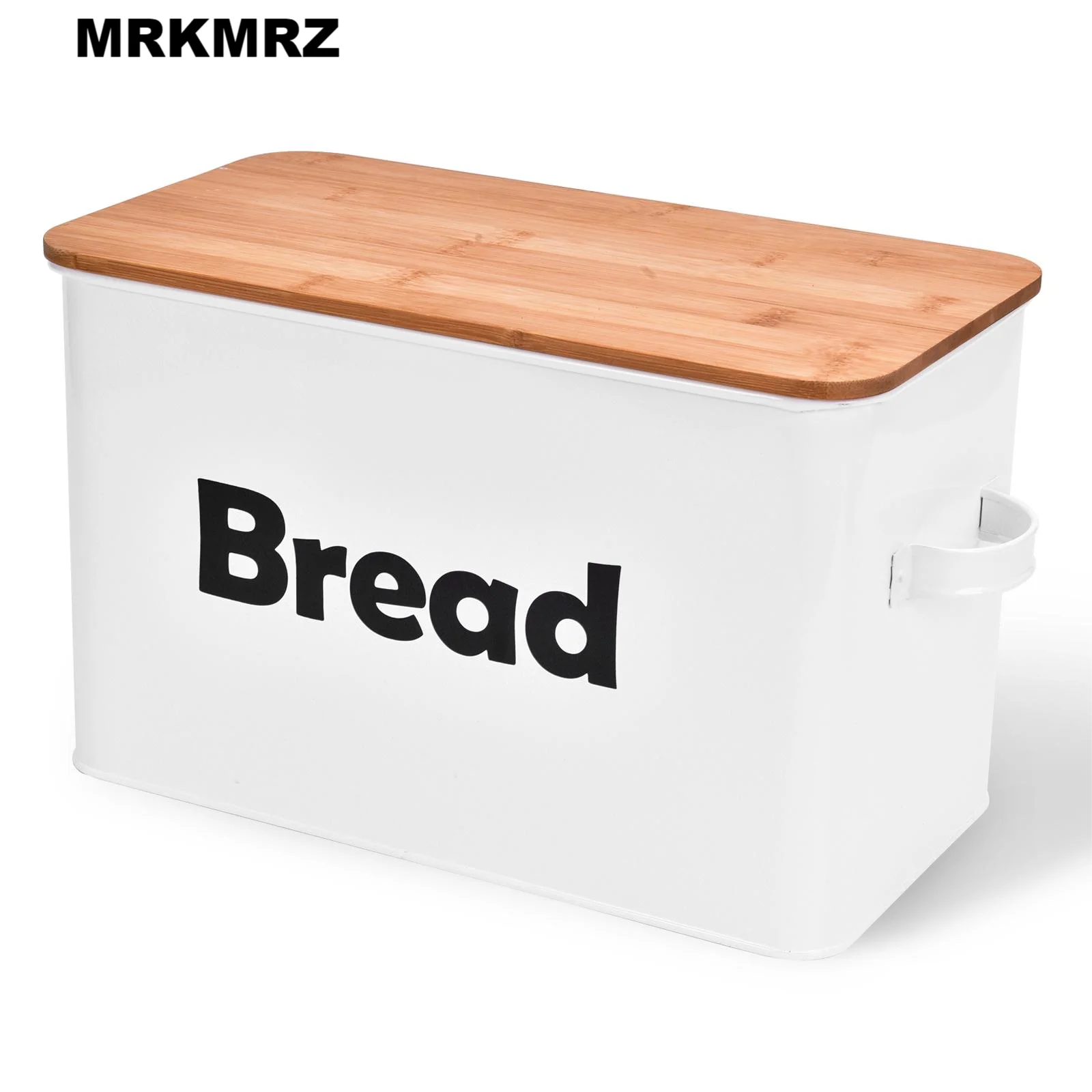 

Портативный держатель для хлеба MRKMRZ для кухонной столешницы, белая металлическая коробка для хлеба, органайзер с деревянной крышкой