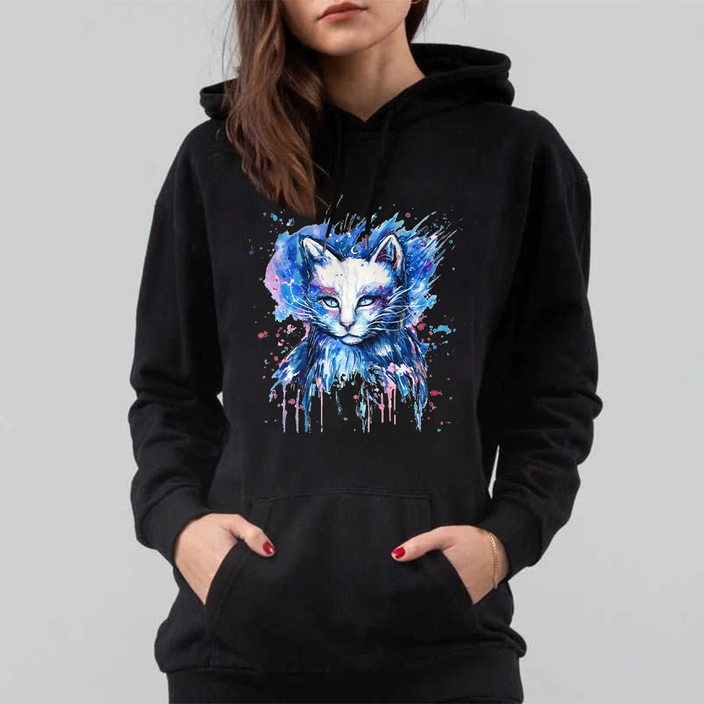 

Women's Hoodie Fashion Cute Cat Print Casual Long Sleeve Sweatshirt Pullover Tops Brand Clothing