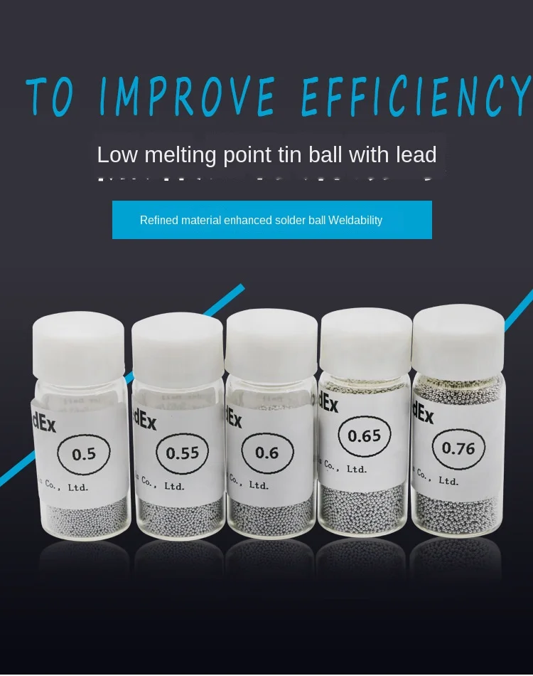 

Стоковая поставка со свинцовым Оловянным шариком, низкая температура плавления, припой, специальный 0,25-0,76 BGA, сварной оловянный шар без свинца
