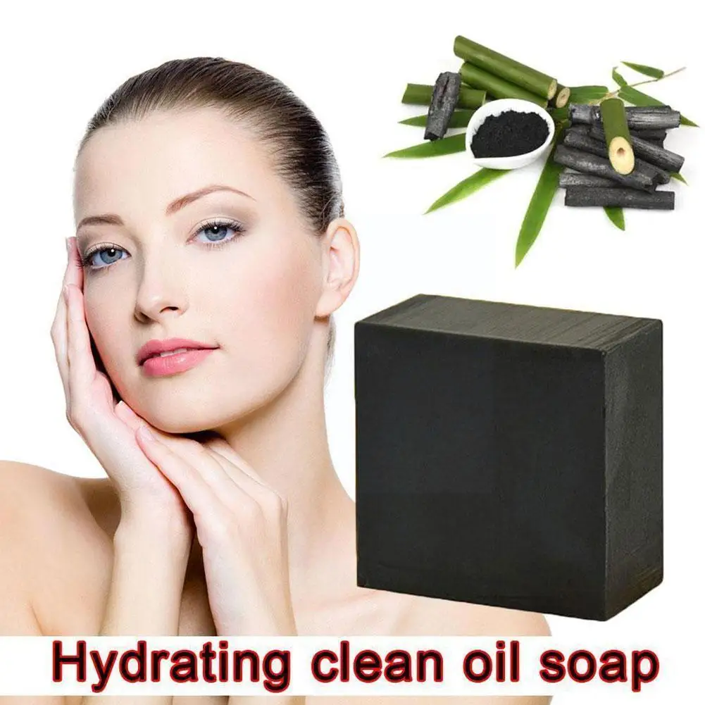 

Natural Organic Herbal Essential Black Bamboo Charcoal Soap Soap Whitening Cleansing Handmade Deep Remove Oil Acne Skin A6Q6