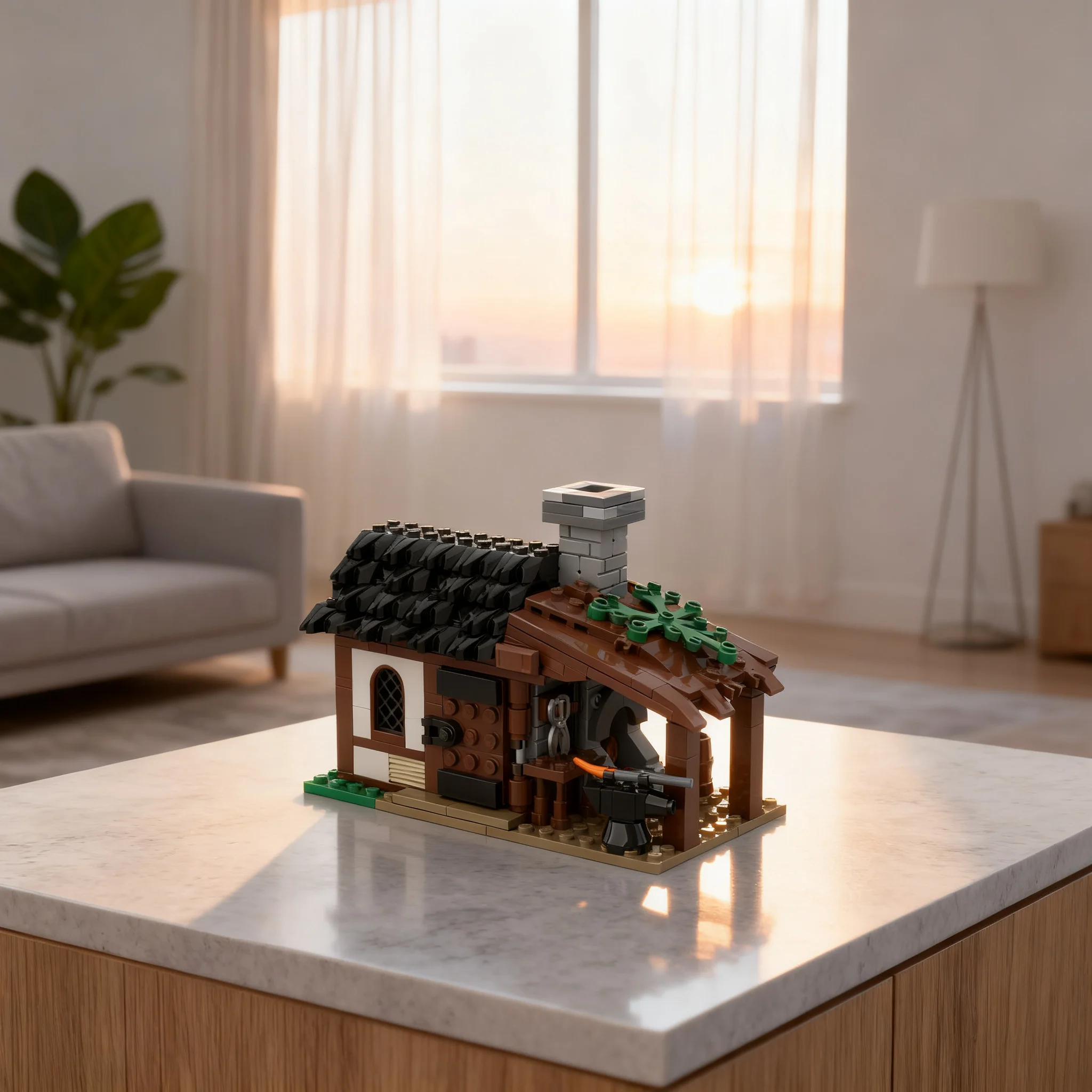 Фото 287 деталей MOC Замок Маленькая средневековая кузница Модель кузницы деревни Строительные блоки Рождественский подарок Креативная коллекция Ремесло №1