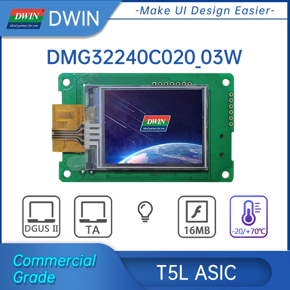 

DWIN LCD TFT Display Module T5L ASIC 2.0 Inch 240*320 IPS None/Capative/Resistive Touch Screen