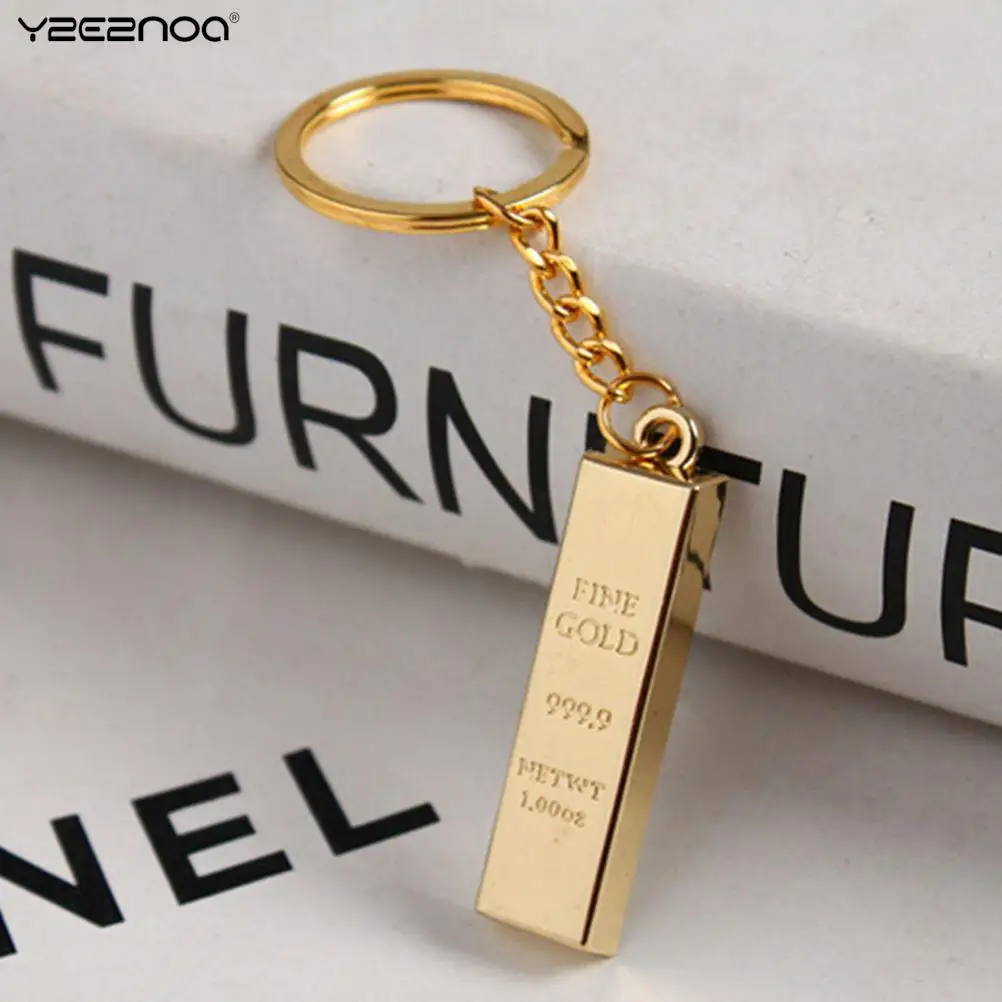 

1pc Creative Key Holder Keyfob Gift Metal Gold Bar Golden Brick Keyring Golden Brick Keychain