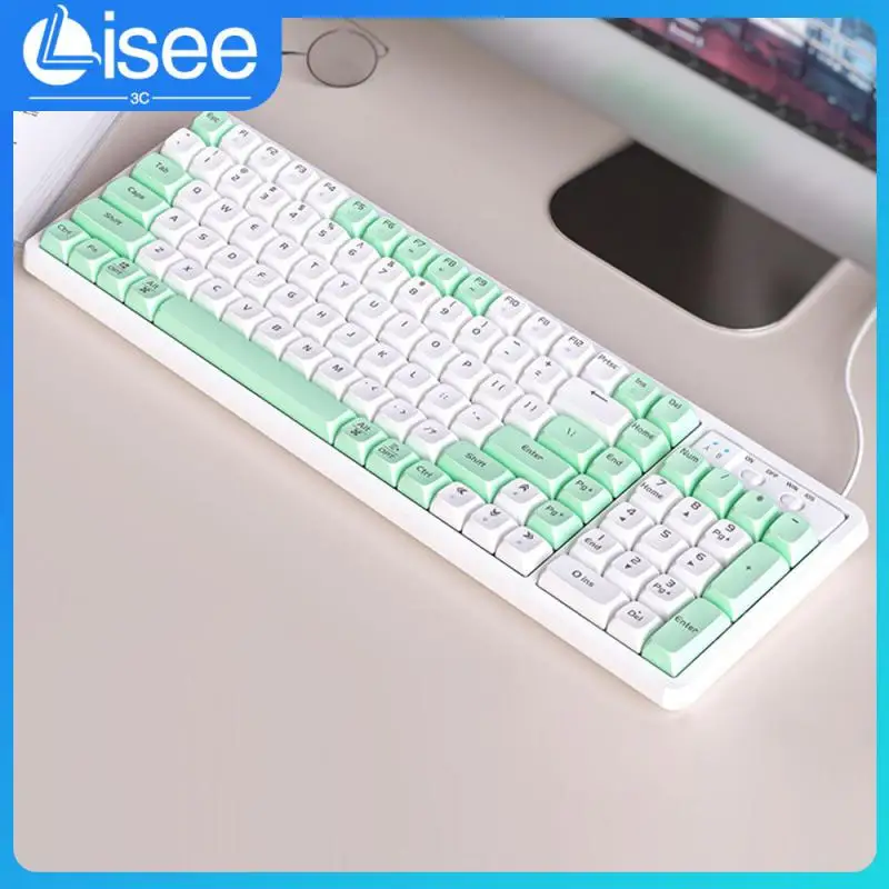

Игровая клавиатура для ноутбука, клавиатура с горячей заменой, эргономичная Проводная клавиатура, механическая клавиатура с 102 клавишами, универсальная клавиатура с горячей заменой