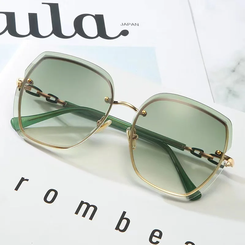 

New Frameless Metal Women's Sunglasses Fashion Personalized Trimmed Large Frame Diamond Eyeglasses очки солнечные женские