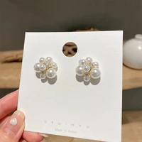 coconal vintage gold pearl zircon earring women elegant casual gold plated stud earrings party jewelry gifts pendientes mujer