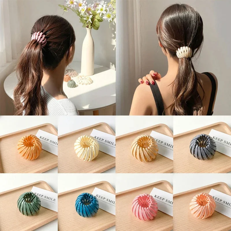 

Fashion Women Bun Hair Claw Horsetail Buckle Hair Clip Female Hair Accessories Tie Hair Circle Fashion Women's Bun Hair Claw