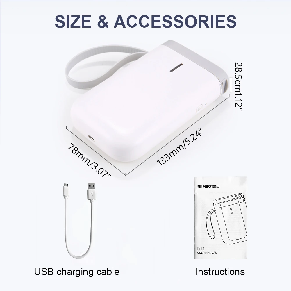 d11 label printer mini portable pocket no ink wireless label maker machine for mobile phone home office use print with name free global shipping
