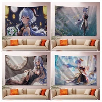 genshin impact ganyu anime tapestry home decoration hippie bohemian decoration divination japanese tapestry